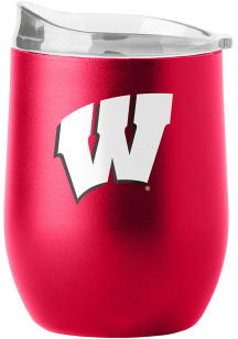 Wisconsin Badgers 16 oz Flipside Powder Coat Curved Stainless Steel Stemless - Red