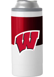 Logo Brands Wisconsin Badgers 12 oz Colorblock Slim Stainless Steel Coolie