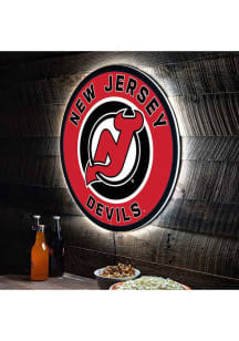 New Jersey Devils 23 in Round Light Up Sign - Red