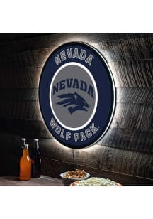Nevada Wolf Pack 23 in Round Light Up Sign - Silver