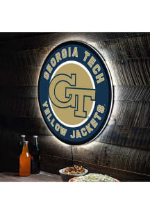 GA Tech Yellow Jackets 23 in Round Light Up Sign - Gold