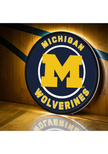 Michigan Wolverines 23 in Round Light Up Sign - Blue