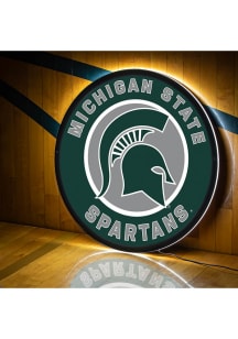 Michigan State Spartans 23 in Round Light Up Sign - Green