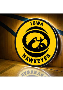 Iowa Hawkeyes 23 in Round Light Up Sign - Black