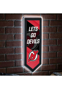 New Jersey Devils 9x23 Banner Shaped Light Up Sign - Red