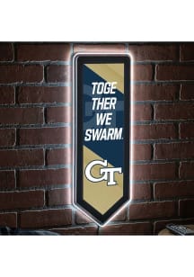 GA Tech Yellow Jackets 9x23 Banner Shaped Light Up Sign - Gold