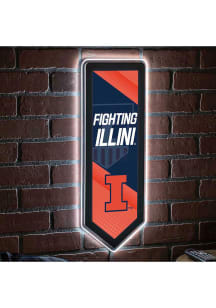 Illinois Fighting Illini 9x23 Banner Shaped Light Up Sign - Orange