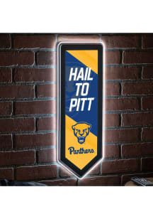 Pitt Panthers 9x23 Banner Shaped Light Up Sign - Gold