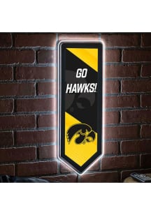 Iowa Hawkeyes 9x23 Banner Shaped Light Up Sign - Black