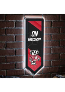 Wisconsin Badgers 9x23 Banner Shaped Light Up Sign - Red