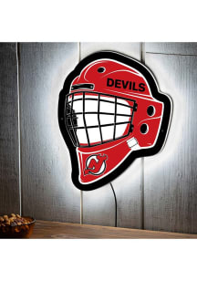 New Jersey Devils 15.6x19 Goalie Mask Light Up Sign - Red