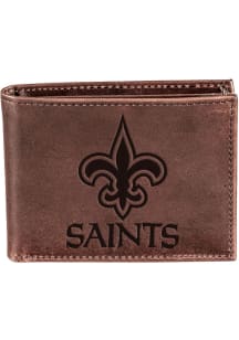 New Orleans Saints Leather Mens Bifold Wallet