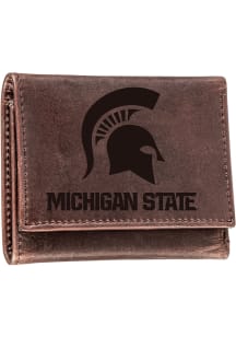 Michigan State Spartans Leather Staple Mens Trifold Wallet