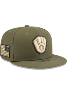 New Era Milwaukee Brewers Mens Olive 2026 MLB Armed Forces Day 59FIFTY Fitted Hat