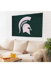 Michigan State Spartans 3x5 Team Logo Silk Screen Grommet Flag - Green