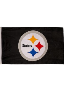 Pittsburgh Steelers 3x5 Team Logo Silk Screen Grommet Flag - Black
