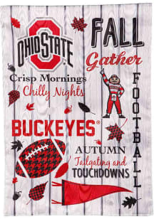 Ohio State Buckeyes Fall Theme Garden Flag - Red