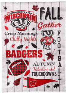Wisconsin Badgers Fall Theme Garden Flag - Cardinal