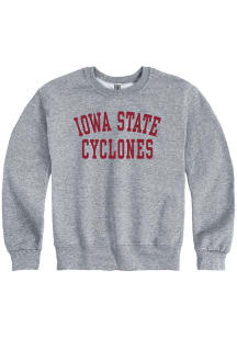 Iowa State Cyclones Youth Grey Curved Over Long Sleeve Crew Sweatshirt