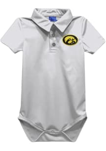Vive La Fete Iowa Hawkeyes Baby White Team Short Sleeve One Piece Polo