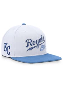 Nike Kansas City Royals White Cooperstown Wordmark Pro Flat Brim Mens Snapback Hat