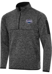 Antigua Greensboro Swarm Mens Black Heather Fortune Long Sleeve Qtr Zip Pullover