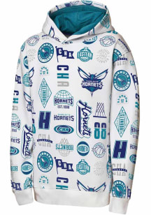 Charlotte Hornets Youth White 3-AND -0 Long Sleeve Hoodie