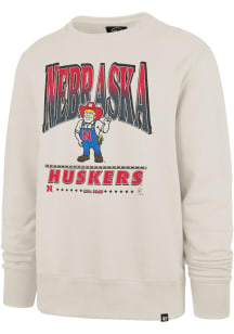 47 Nebraska Cornhuskers Mens Natural Straight Shot Two Headline Long Sleeve Crew Sweatshirt