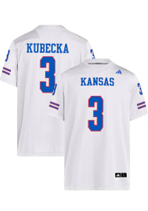 Keaton Kubecka  Adidas Kansas Jayhawks White NIL Name And Number Football Jersey