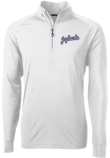 Cutter and Buck Kansas Jayhawks Mens White Adapt Knit Long Sleeve Qtr Zip Pullover