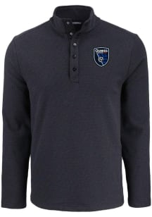 Cutter and Buck San Jose Earthquakes Mens Black Hunts Point Long Sleeve Qtr Zip Pullover
