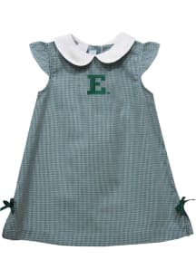 Vive La Fete Eastern Michigan Eagles Baby Girls Green Gingham Short Sleeve Dress