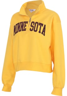 Minnesota Golden Gophers Womens Gold Cropped Sport Fleece Qtr Zip