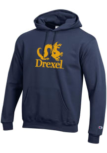 Champion Drexel Dragons Mens Navy Blue Versa Twill Academic Dragon Long Sleeve Hoodie