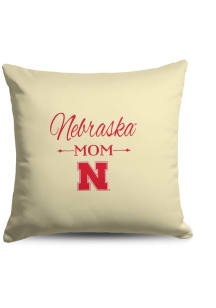 Nebraska Cornhuskers Mom 18x18 Throw Pillow - White