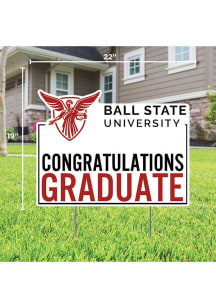 Ball State Cardinals Grad Yard Sign - White