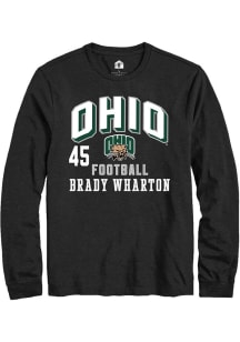 Brady Wharton Ohio Bobcats Black Football NIL Arch Logo Long Sleeve Player T Shirt