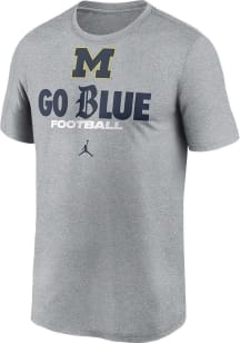 Nike Michigan Wolverines Grey Heather Football Kickoff Short Sleeve T Shirt