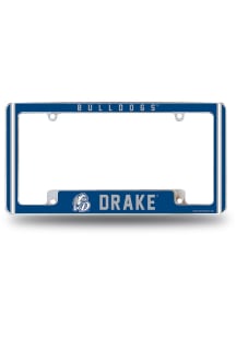 Drake Bulldogs All Over Chrome License Plate Frame - Blue
