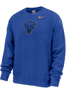 Nike Pitt Panthers Mens Blue Club Fleece Long Sleeve Crew Sweatshirt