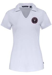 Cutter and Buck Inter Miami CF Womens White Daybreak V Neck Short Sleeve Polo Shirt
