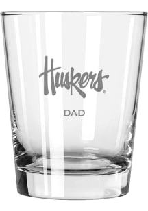 Nebraska Cornhuskers Dad 15oz Rock Glass - White