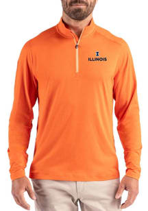 Cutter and Buck Illinois Fighting Illini Mens Orange Coastline Long Sleeve Qtr Zip Pullover