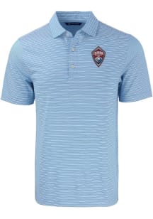 Cutter and Buck Colorado Rapids Mens Light Blue Forge Double Stripe Short Sleeve Polo