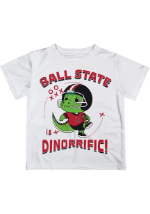 Vive La Fete Ball State Cardinals Youth White Dino-Riffic Short Sleeve T-Shirt