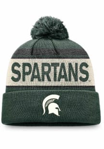 Top of the World Michigan State Spartans Green Primary Cream Stripe Cuff Pom Mens Knit Hat