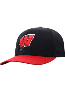 Top of the World Wisconsin Badgers Mens Black Reflex Flex Hat