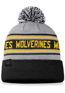 Top of the World Michigan Wolverines Grey Frigid Cuff Pom Mens Knit Hat