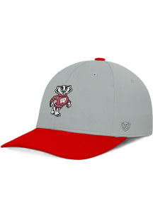 Top of the World Wisconsin Badgers Mens Grey Mick Stretch Flex Hat