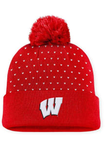 Top of the World Wisconsin Badgers Red Kai Cuff Pom Womens Knit Hat